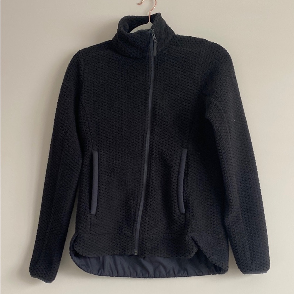 Black Textured Zip-Up Jacket